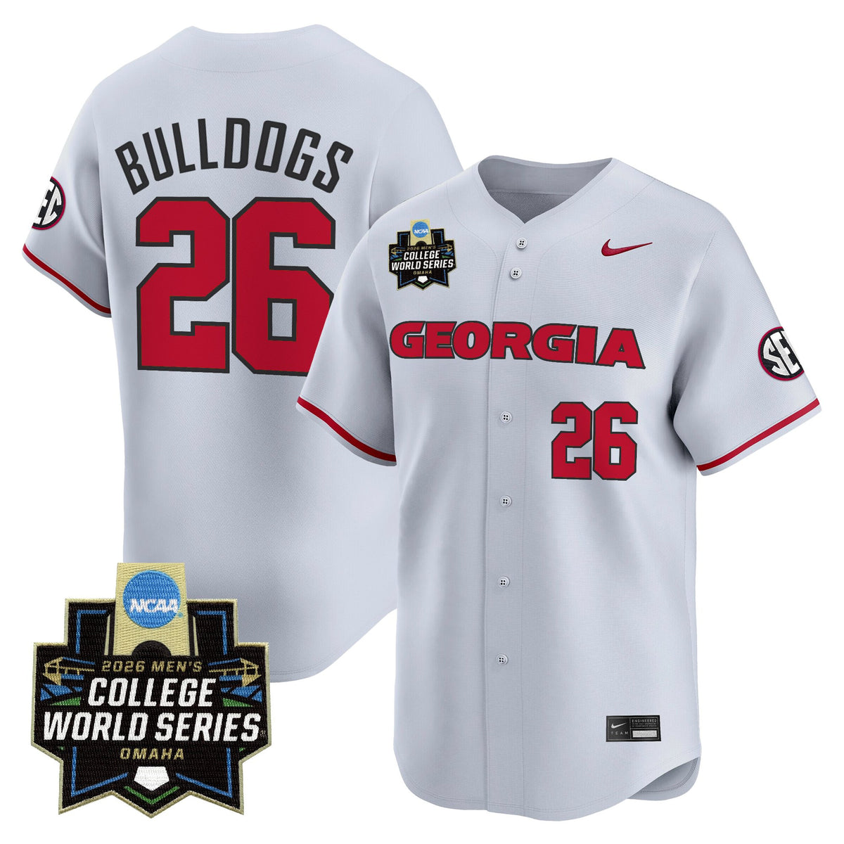 Men's Georgia Bulldogs Baseball 2026 World Series Vapor Premier Limited Jersey - All Stitched