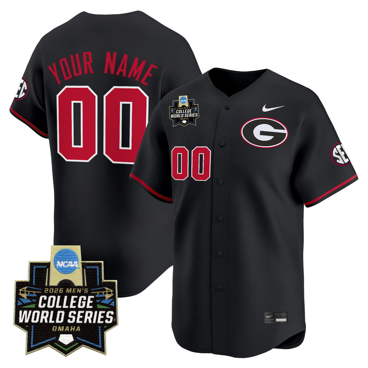 Georgia Bulldogs Baseball 2026 World Series Vapor Premier Limited Custom Jersey - All Stitched
