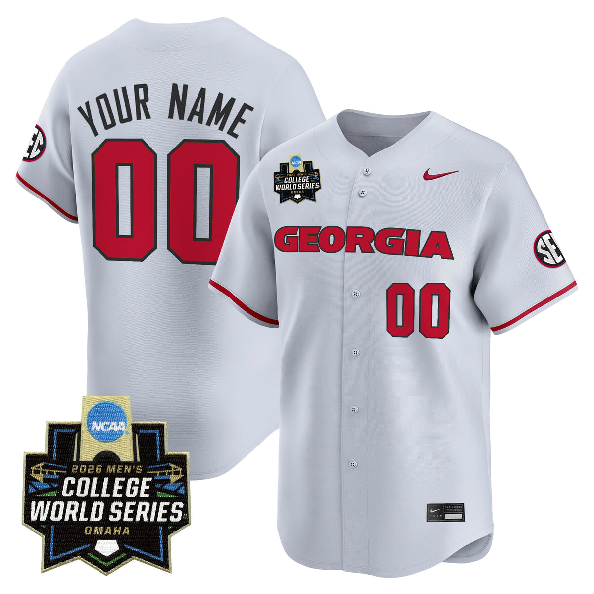 Georgia Bulldogs Baseball 2026 World Series Vapor Premier Limited Custom Jersey - All Stitched