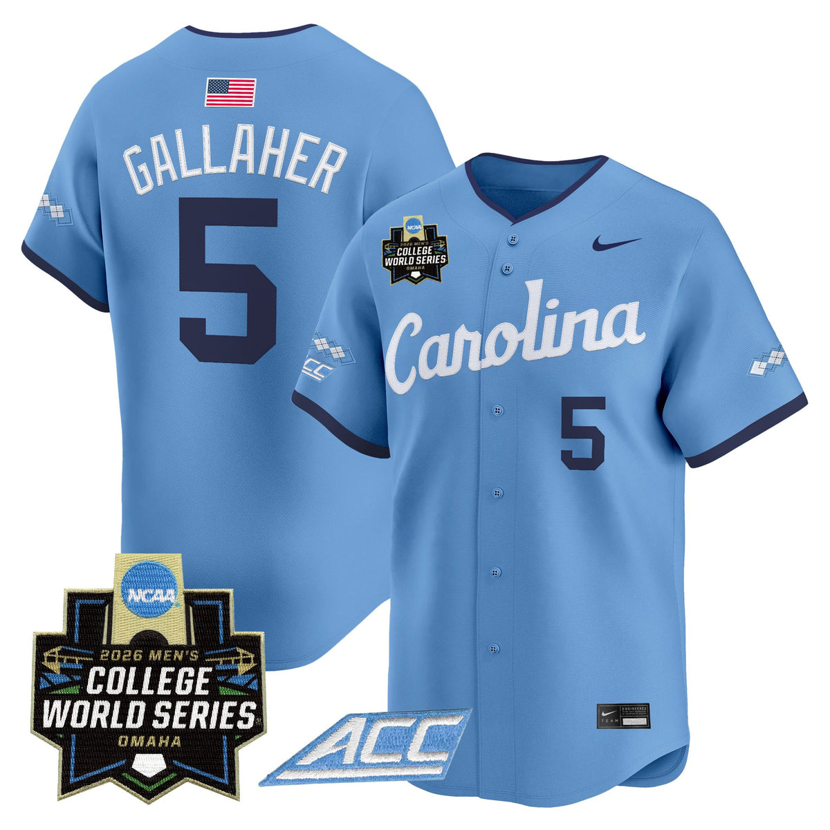 Men's North Carolina Tar Heels 2026 World Series Vapor Premier Limited Jersey - All Stitched