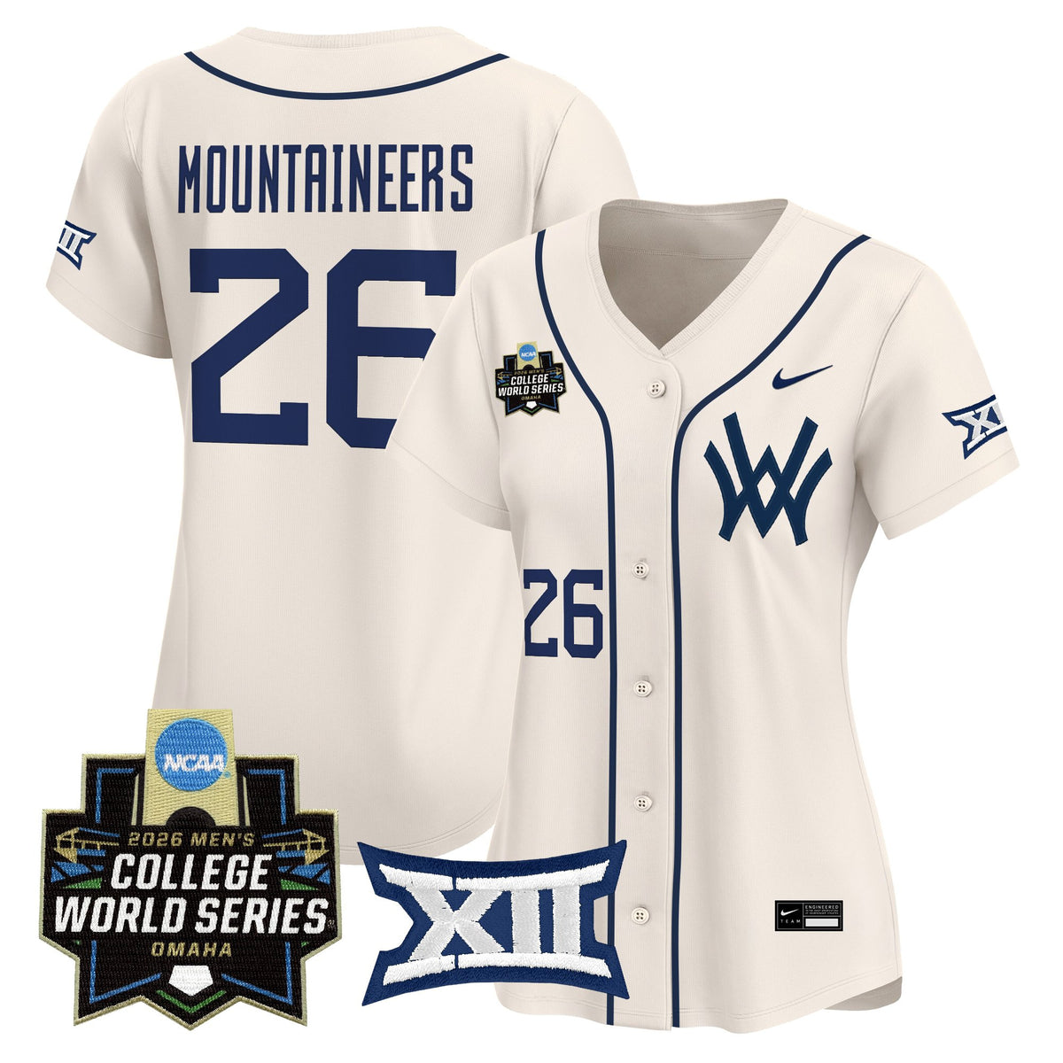 Women's West Virginia Mountaineers 2026 World Series Patch Vapor Premier Limited Jersey - All Stitched