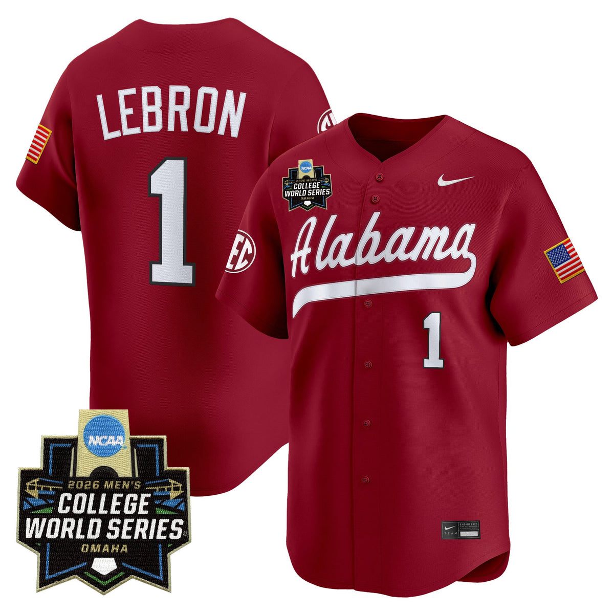 Men's Alabama Crimson Tide 2026 World Series Vapor Premier Limited Jersey - All Stitched
