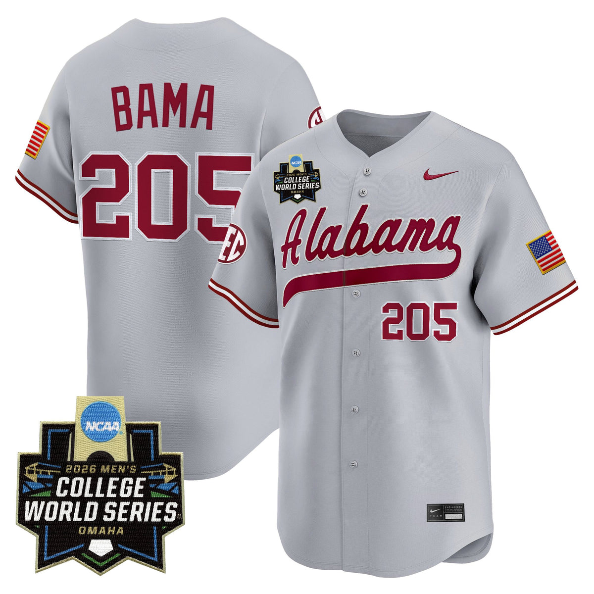 Men's Alabama Crimson Tide 2026 World Series Vapor Premier Limited Jersey - All Stitched
