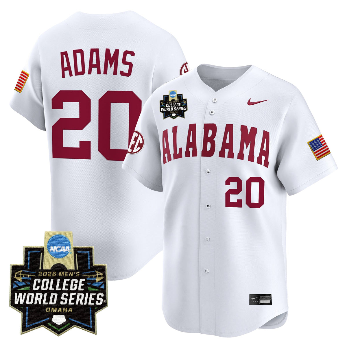 Men's Alabama Crimson Tide 2026 World Series Vapor Premier Limited Jersey - All Stitched