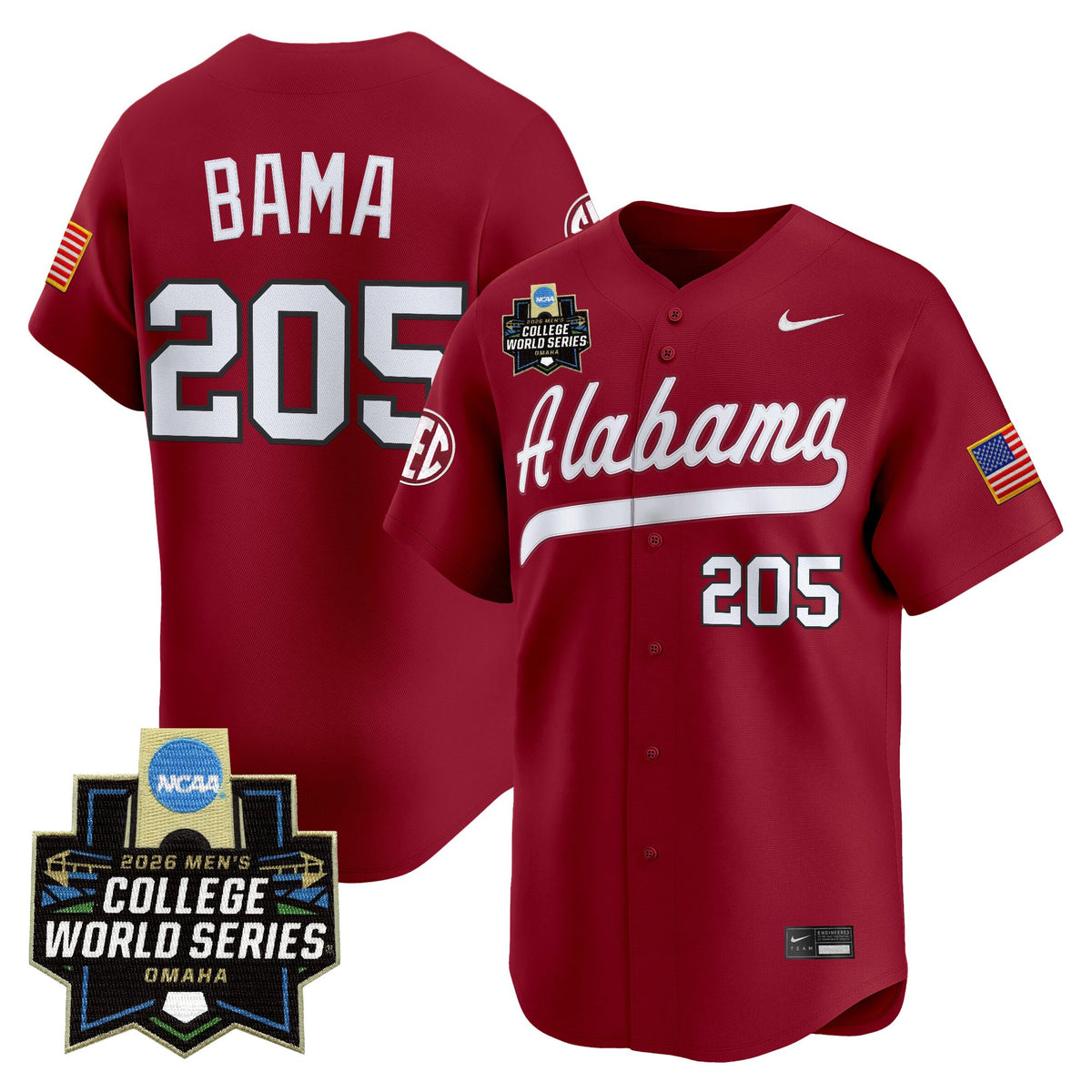 Men's Alabama Crimson Tide 2026 World Series Vapor Premier Limited Jersey - All Stitched