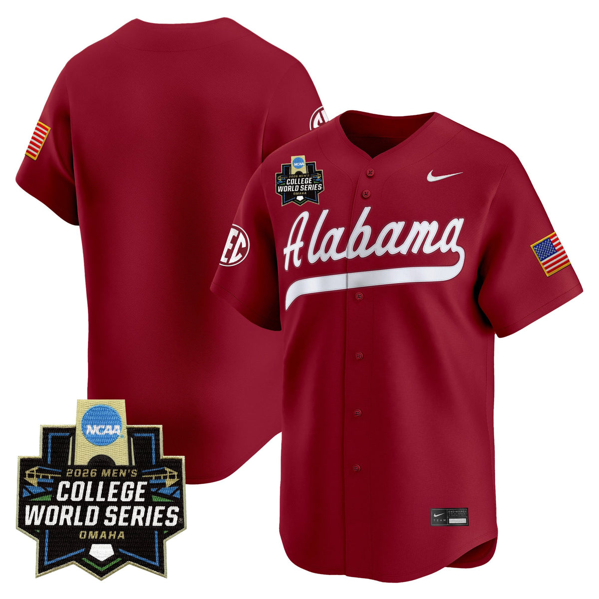 Men's Alabama Crimson Tide 2026 World Series Vapor Premier Limited Jersey - All Stitched