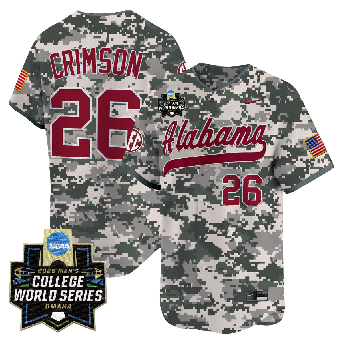 Men's Alabama Crimson Tide 2026 World Series Vapor Premier Limited Jersey - All Stitched