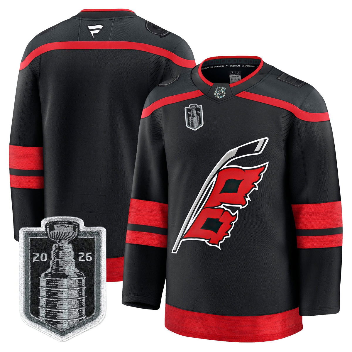 Men's Carolina Hurricanes 2026 Stanley Cup Patch Premium Jersey - All Stitched