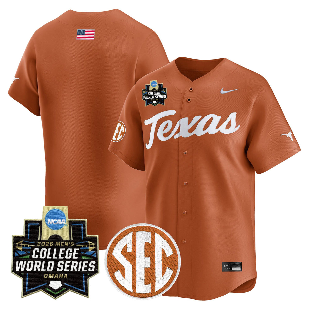 Men's Texas Longhorns 2026 World Series Vapor Premier Limited Jersey V2 - All Stitched