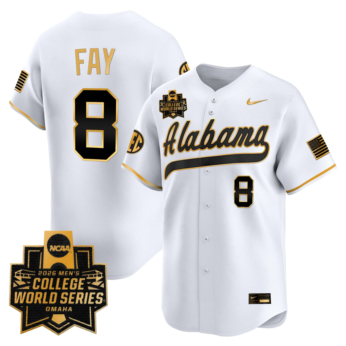 Men's Alabama Crimson Tide 2026 World Series Vapor Premier Limited Jersey V2 - All Stitched