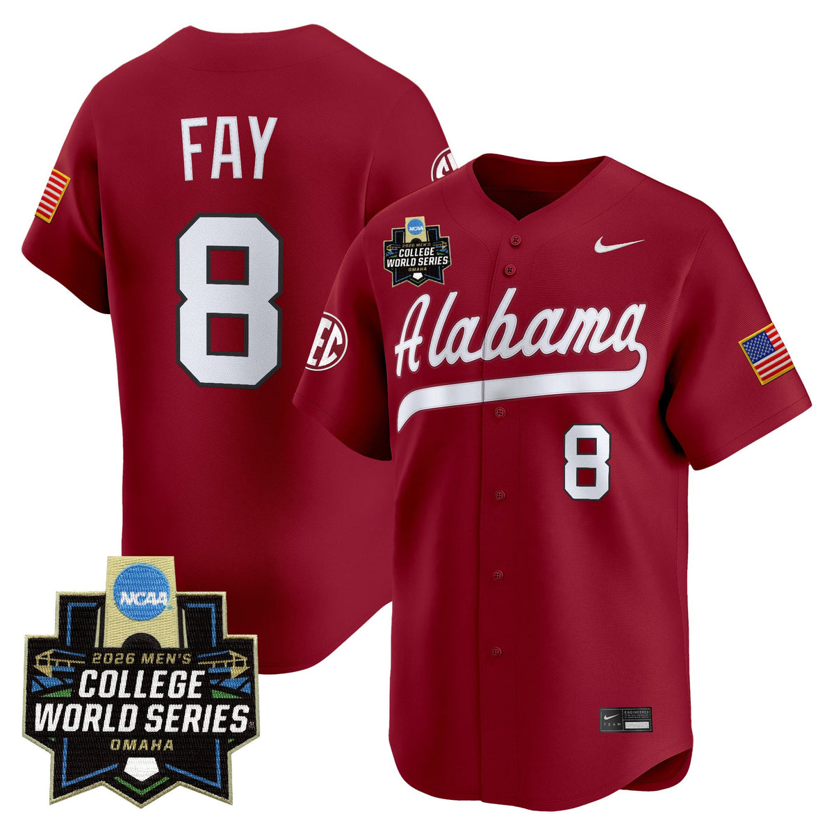Men's Alabama Crimson Tide 2026 World Series Vapor Premier Limited Jersey V2 - All Stitched