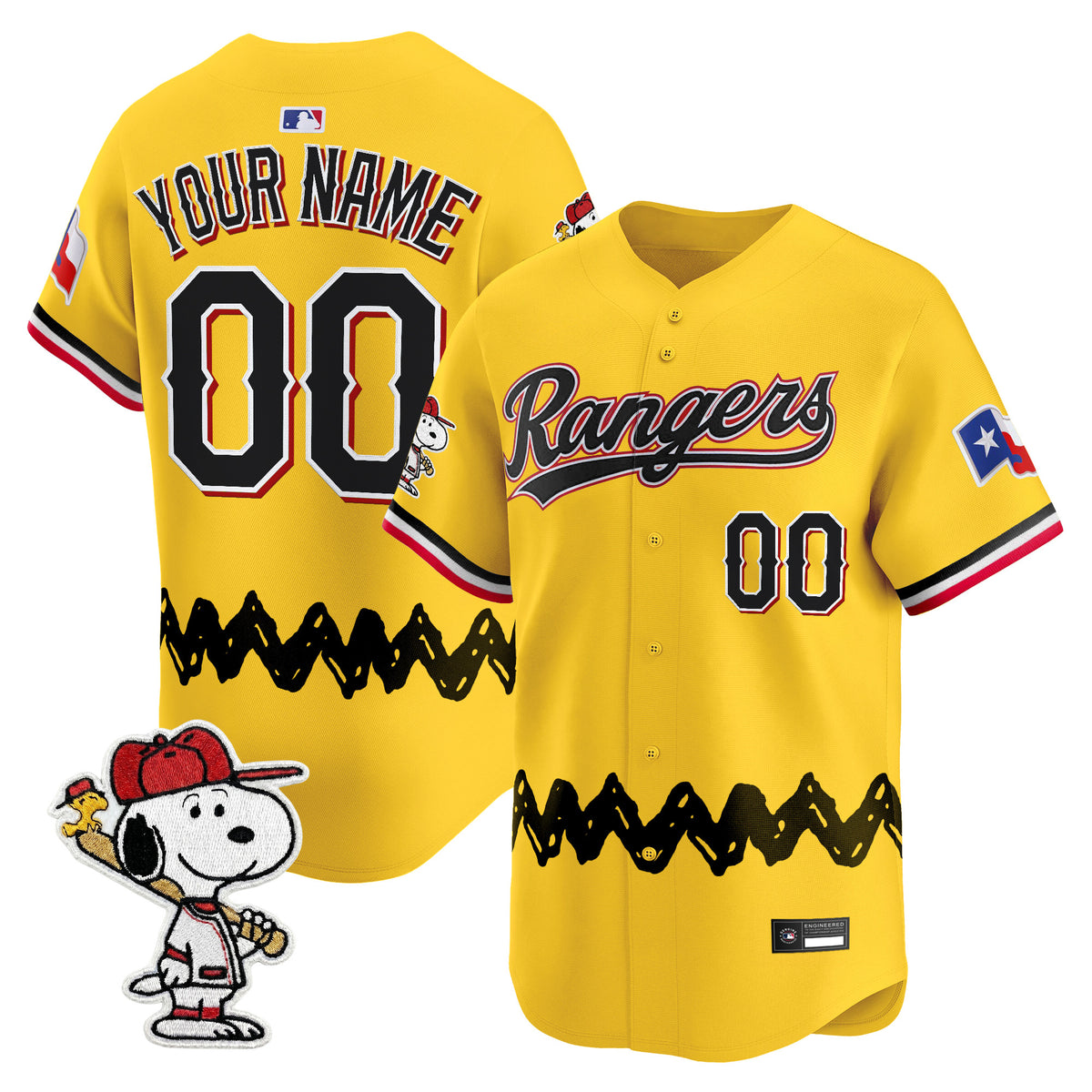 Texas Rangers x Peanuts Vapor Premier Limited Custom Jersey - Stitched