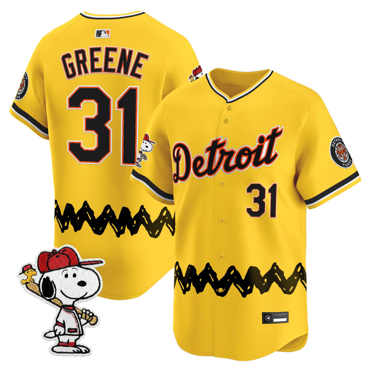 Men's Detroit Tigers x Peanuts Vapor Premier Limited Jersey - Stitched