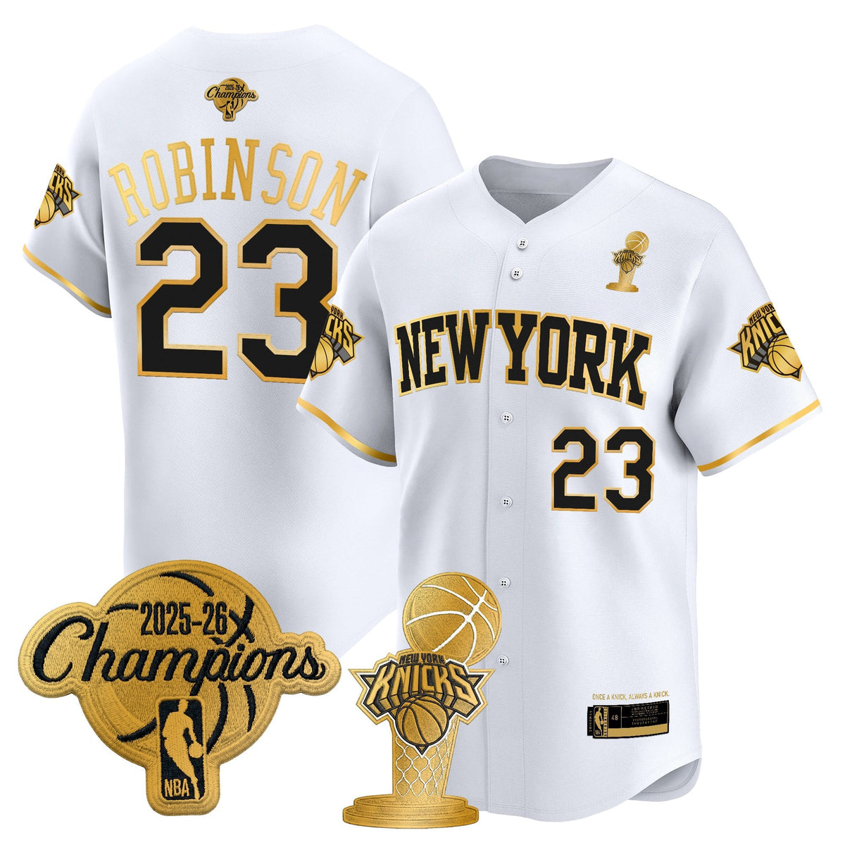 Men's New York Knicks 2026 Champions Patch Vapor Baseball Jersey - All Stitched
