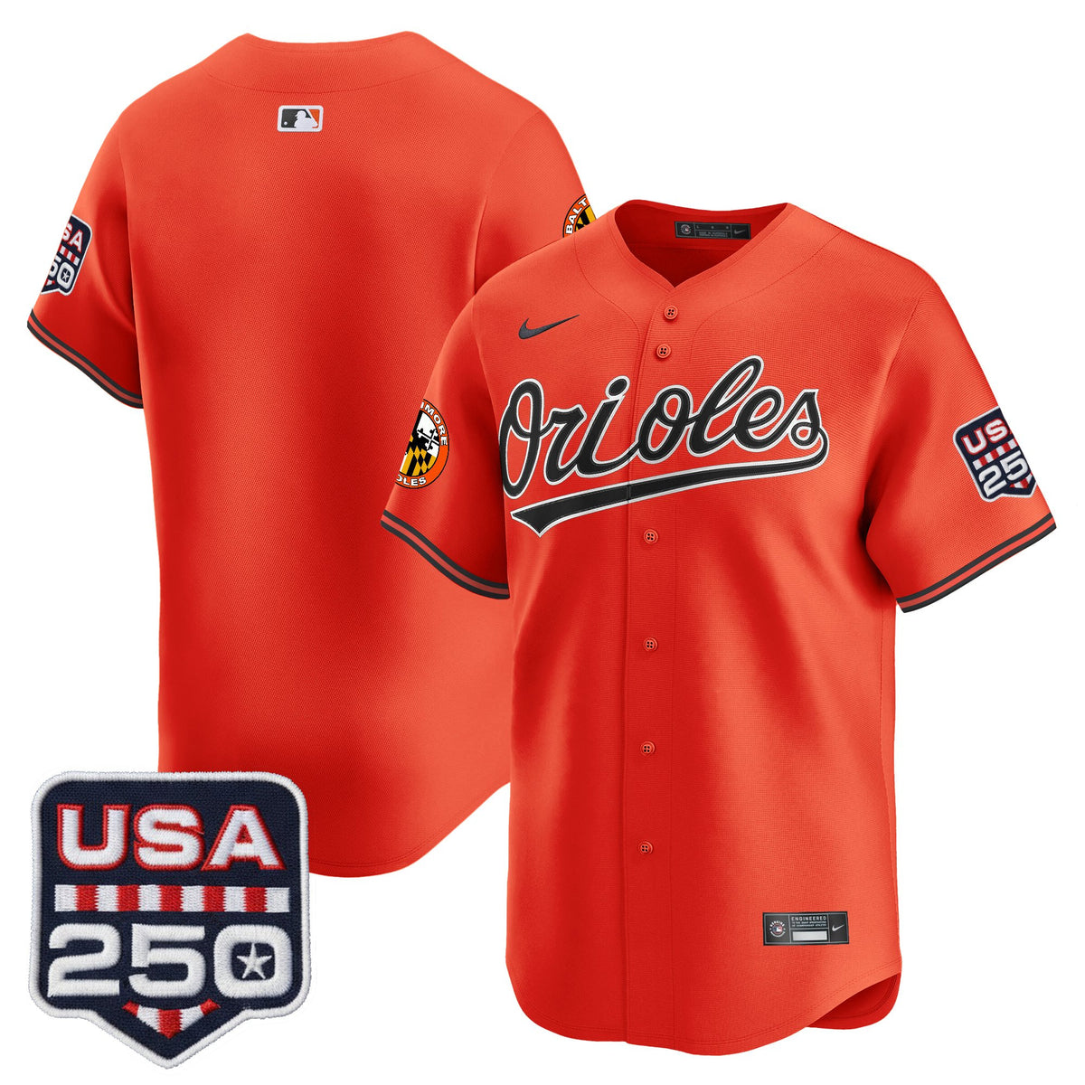 Men's Baltimore Orioles USA 250 Fourth of July Vapor Premier Limited Jersey - All Stitched