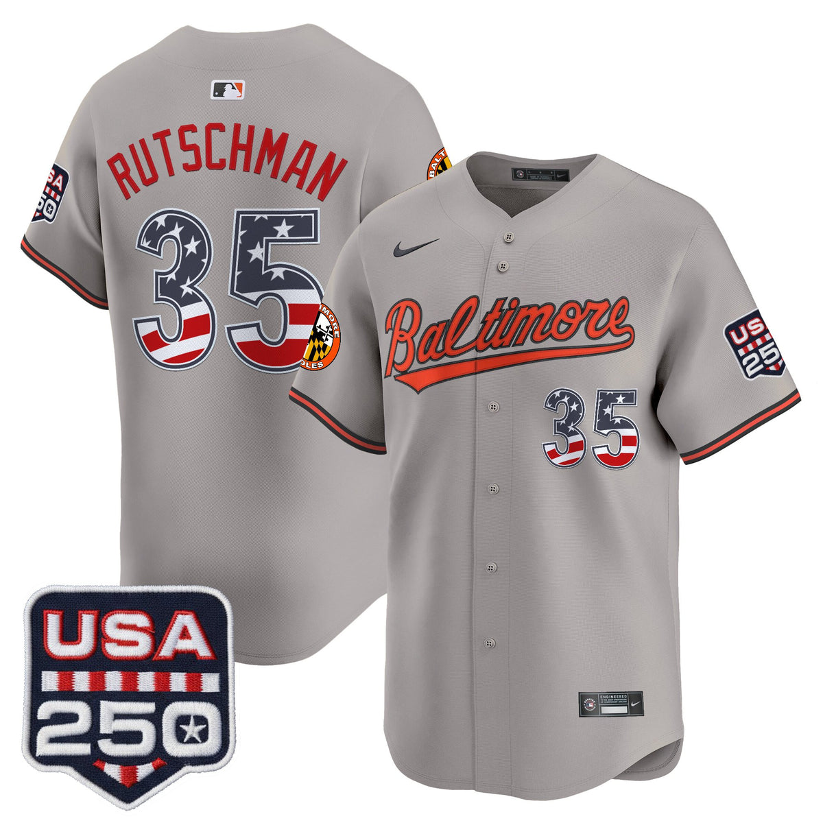 Men's Baltimore Orioles USA 250 Fourth of July Vapor Premier Limited Jersey - All Stitched