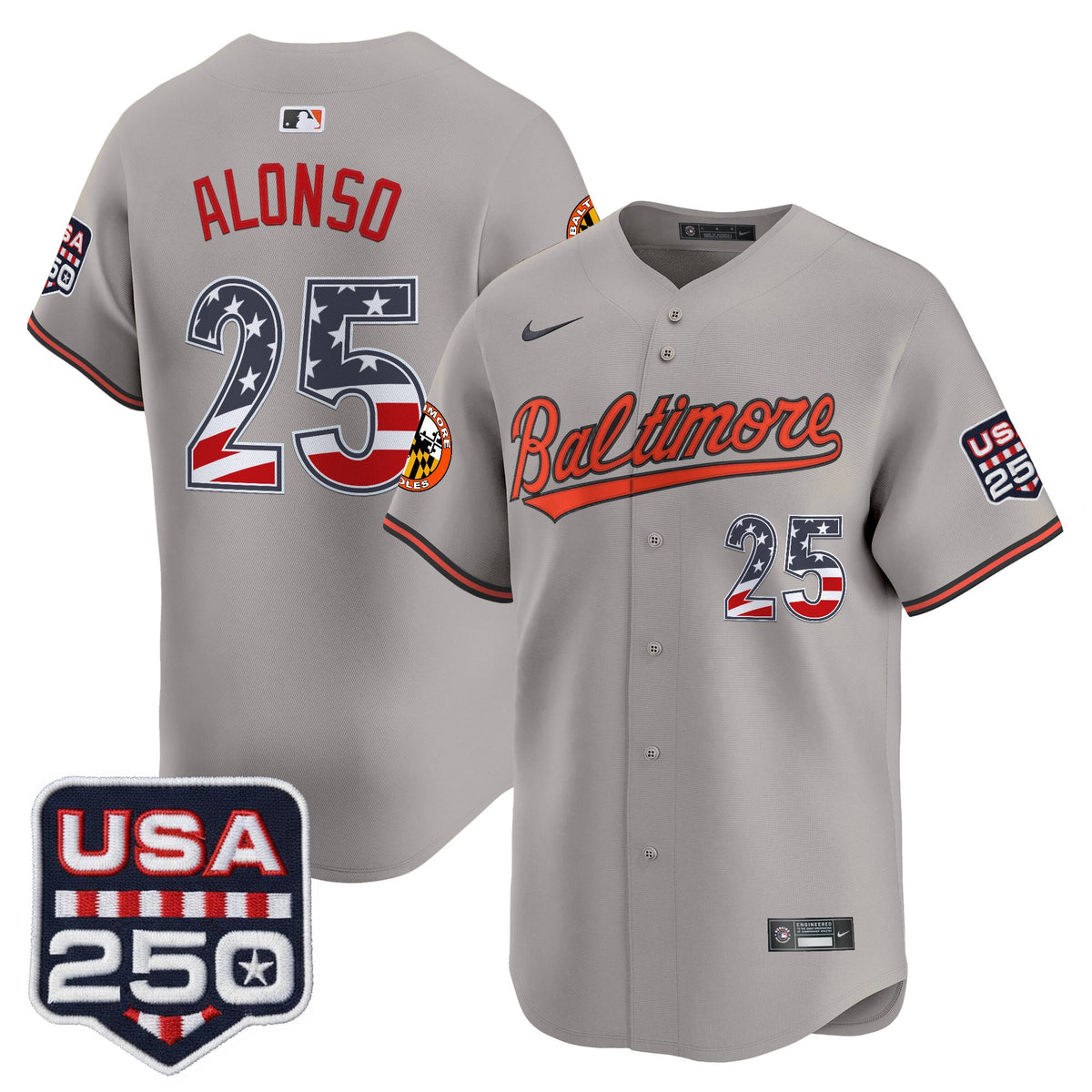 Men's Baltimore Orioles USA 250 Fourth of July Vapor Premier Limited Jersey - All Stitched