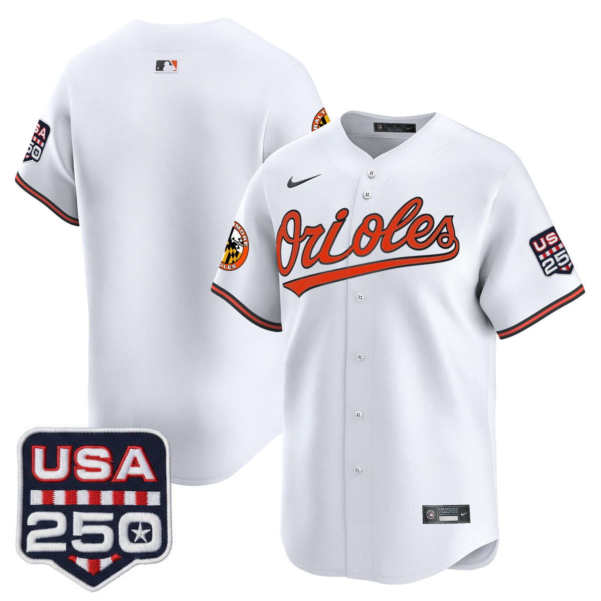 Men's Baltimore Orioles USA 250 Fourth of July Vapor Premier Limited Jersey - All Stitched
