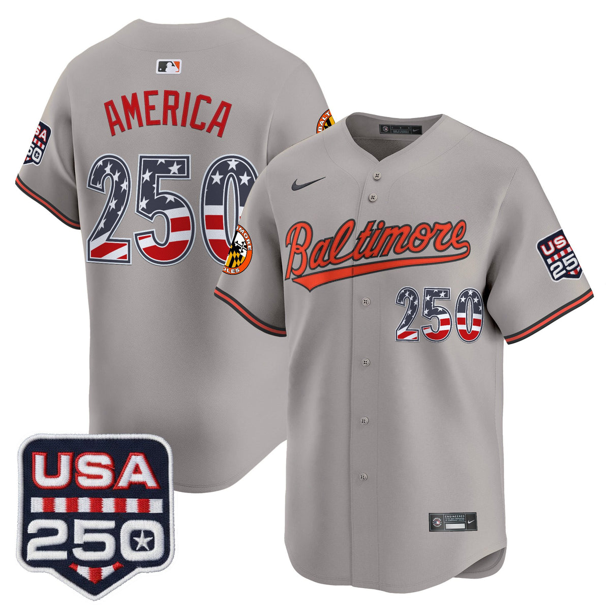 Men's Baltimore Orioles USA 250 Fourth of July Vapor Premier Limited Jersey - All Stitched