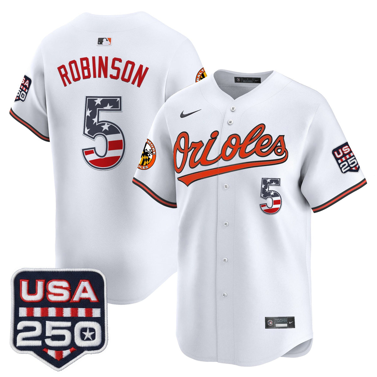 Men's Baltimore Orioles USA 250 Fourth of July Vapor Premier Limited Jersey - All Stitched