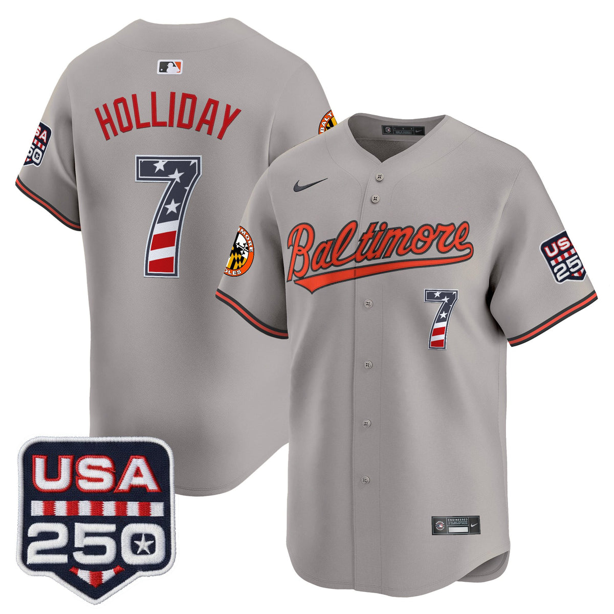 Men's Baltimore Orioles USA 250 Fourth of July Vapor Premier Limited Jersey - All Stitched