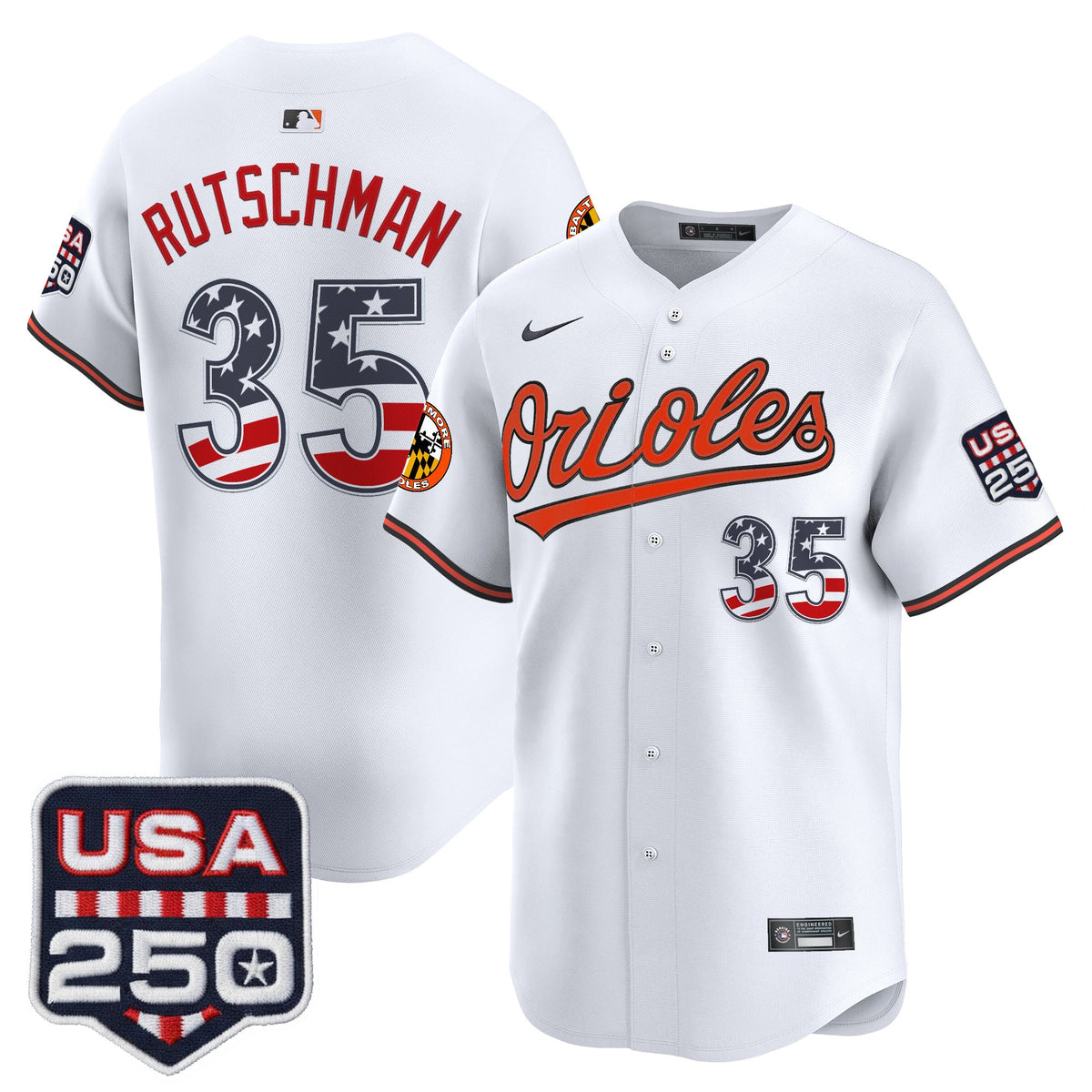 Men's Baltimore Orioles USA 250 Fourth of July Vapor Premier Limited Jersey - All Stitched