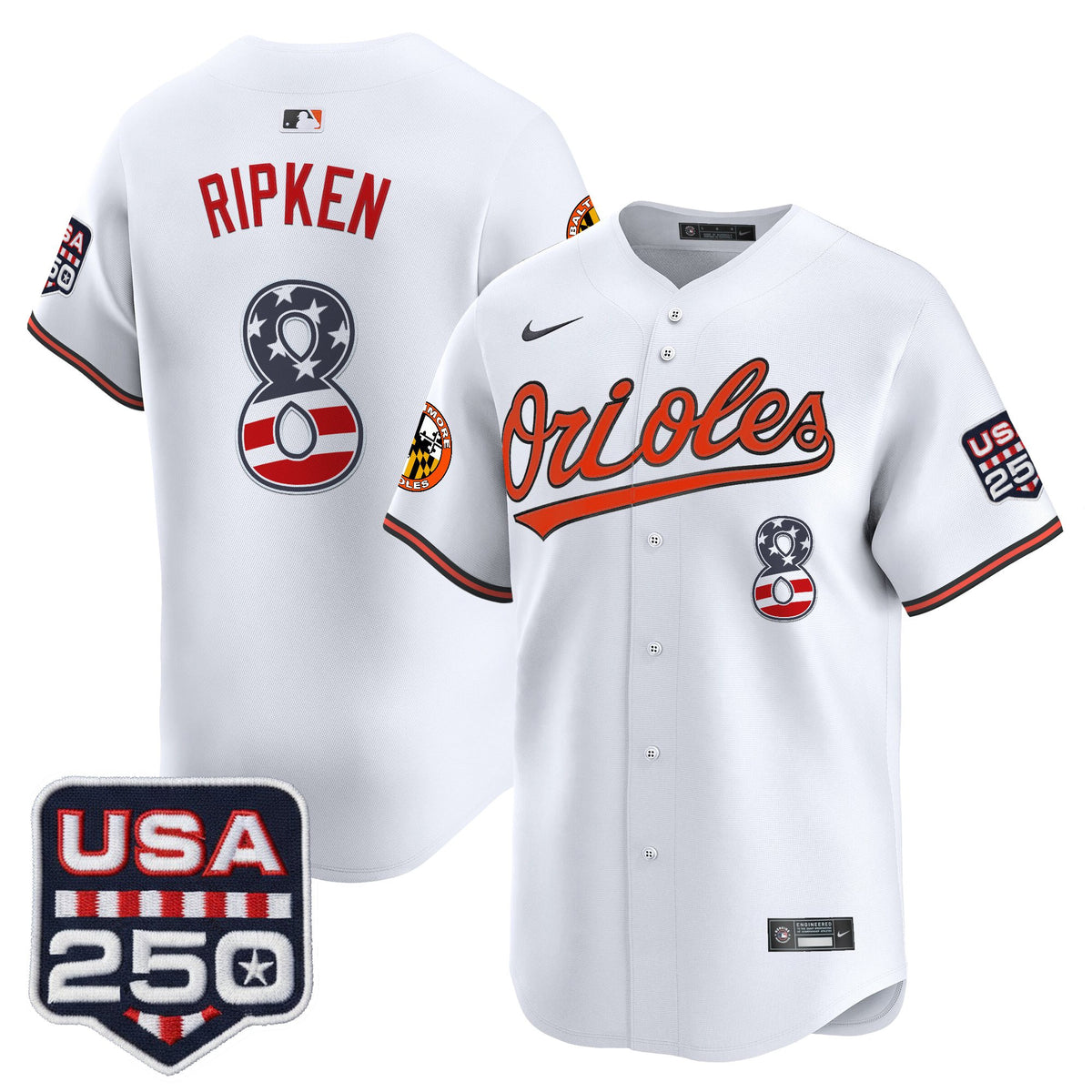 Men's Baltimore Orioles USA 250 Fourth of July Vapor Premier Limited Jersey - All Stitched