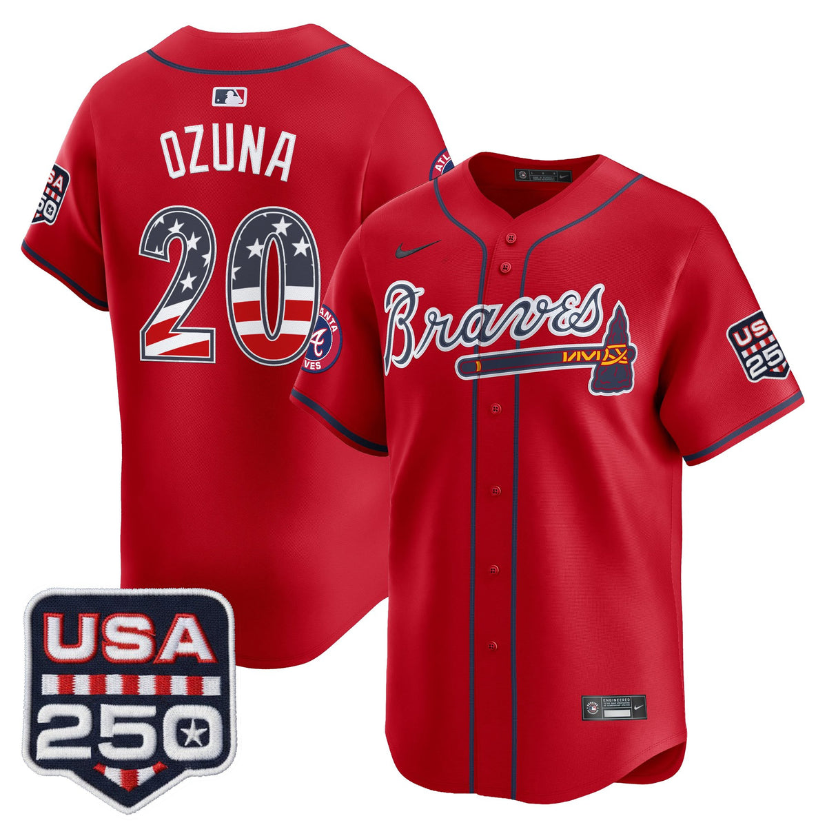 Men's Atlanta Braves USA 250 Fourth of July Vapor Premier Limited Jersey - All Stitched