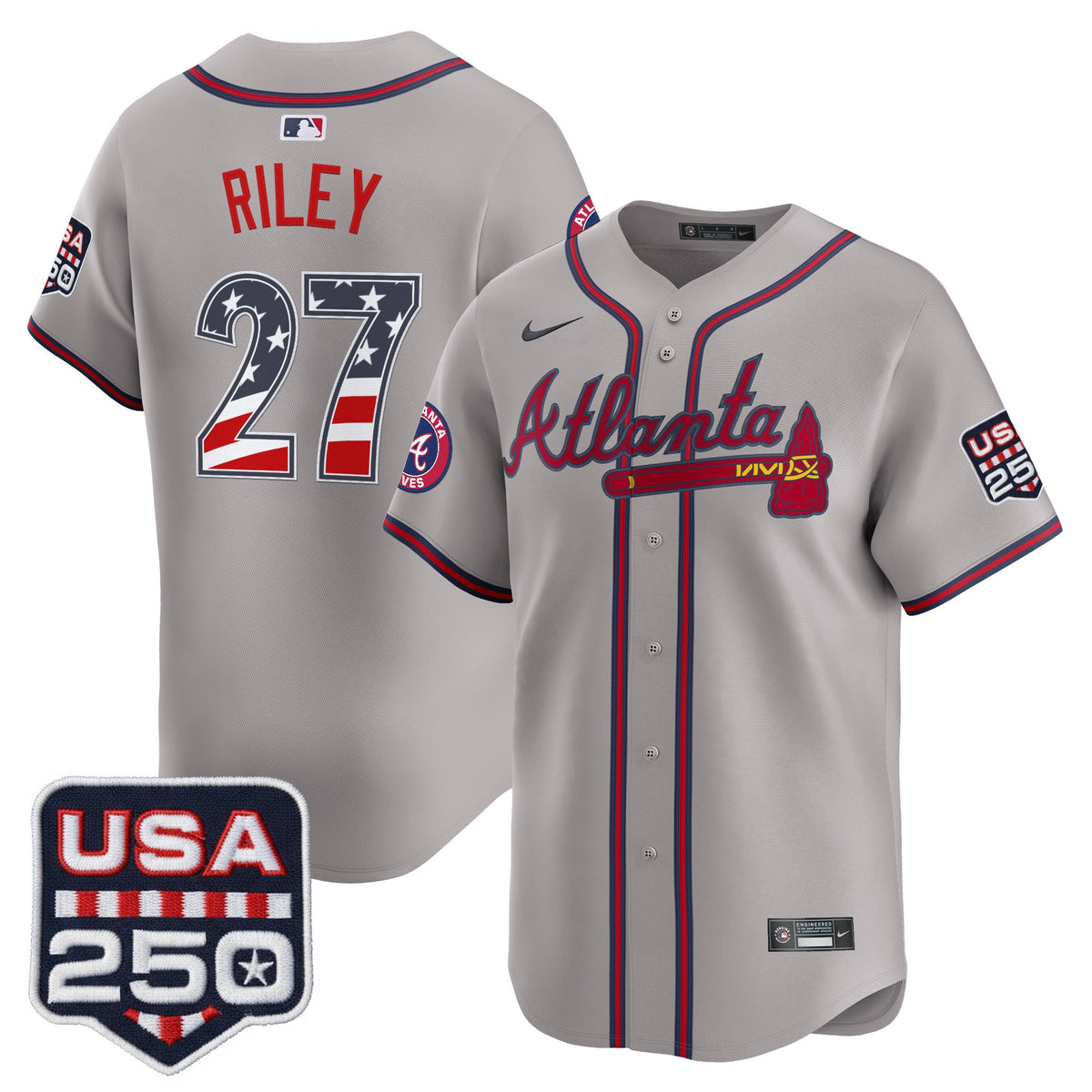 Men's Atlanta Braves USA 250 Fourth of July Vapor Premier Limited Jersey - All Stitched