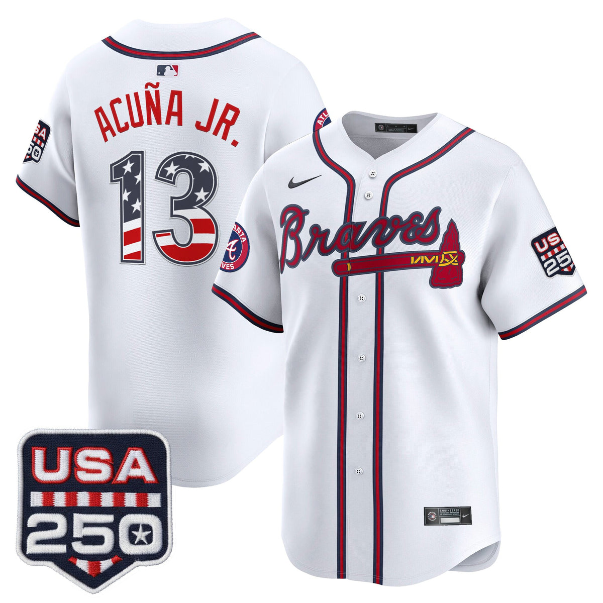 Men's Atlanta Braves USA 250 Fourth of July Vapor Premier Limited Jersey - All Stitched