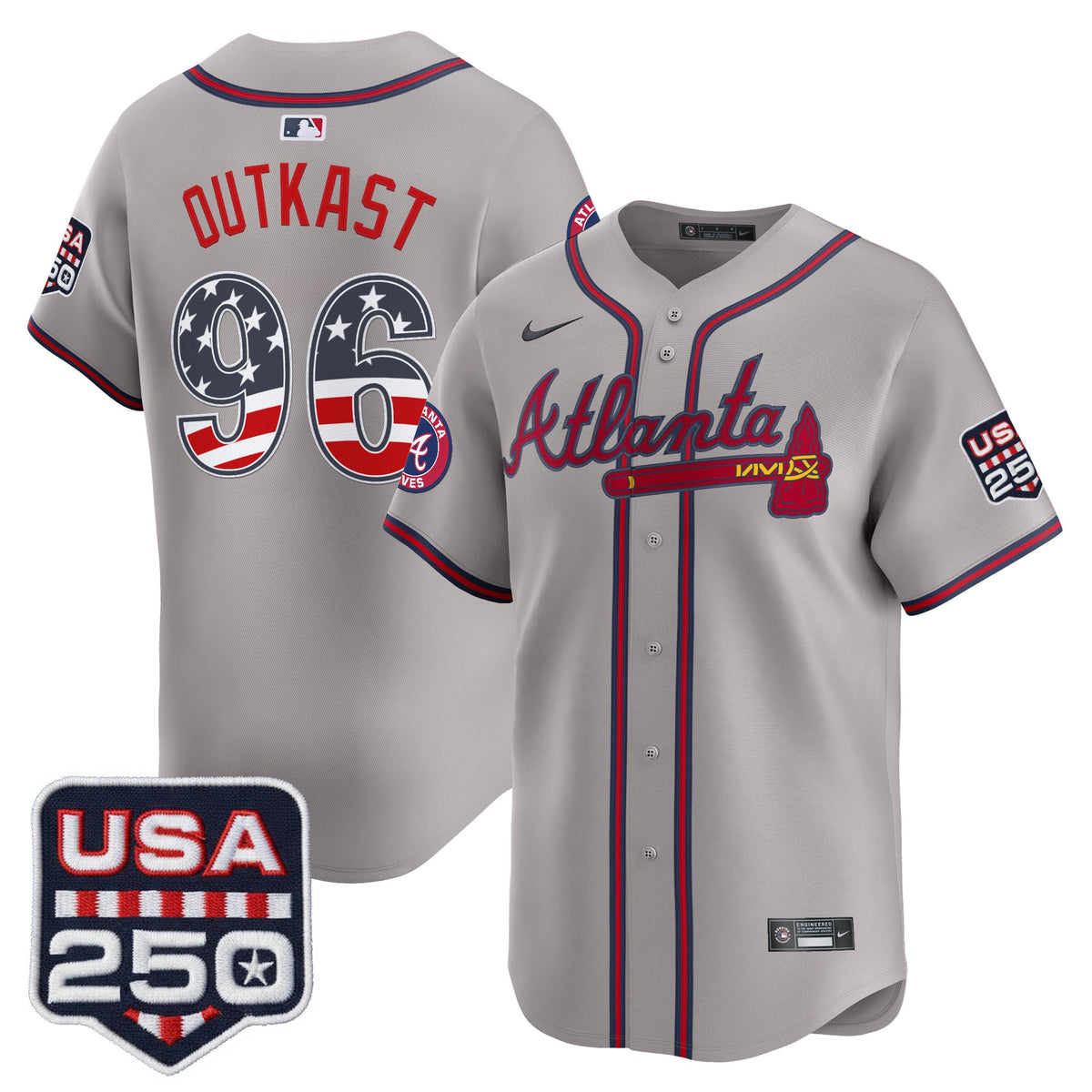 Men's Atlanta Braves USA 250 Fourth of July Vapor Premier Limited Jersey - All Stitched