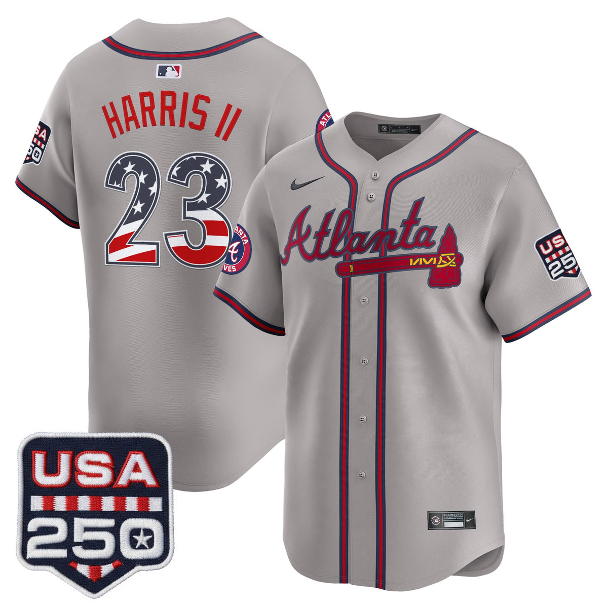 Men's Atlanta Braves USA 250 Fourth of July Vapor Premier Limited Jersey - All Stitched