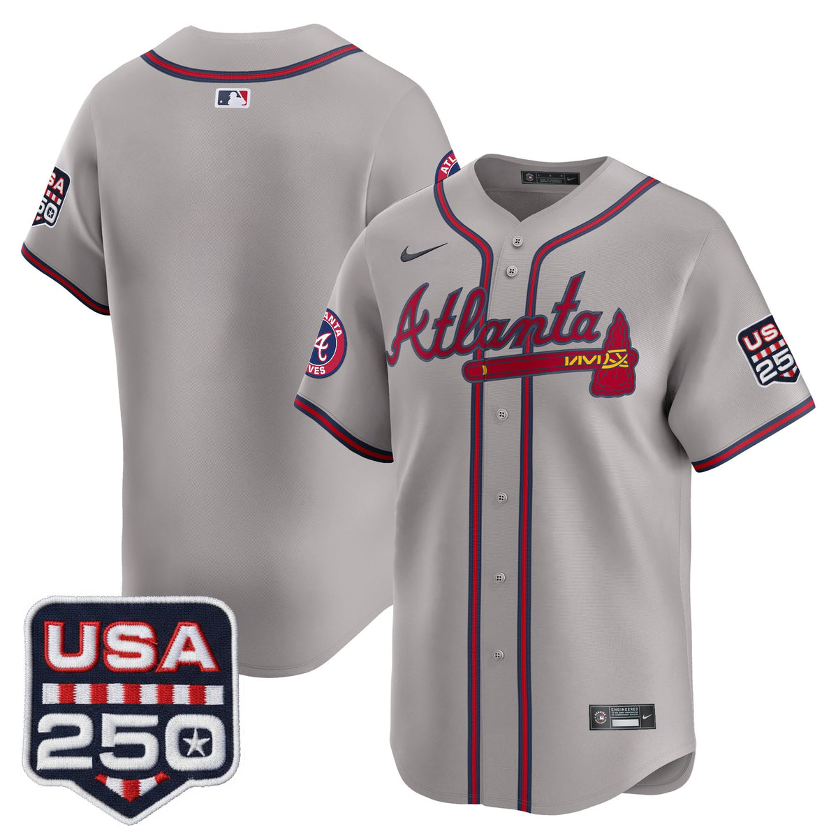 Men's Atlanta Braves USA 250 Fourth of July Vapor Premier Limited Jersey - All Stitched