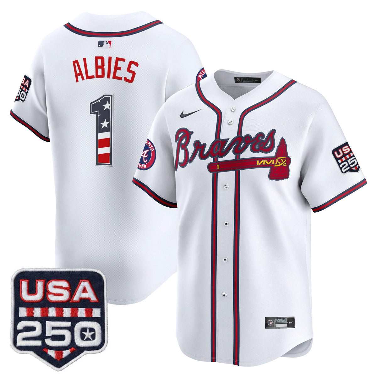 Men's Atlanta Braves USA 250 Fourth of July Vapor Premier Limited Jersey - All Stitched