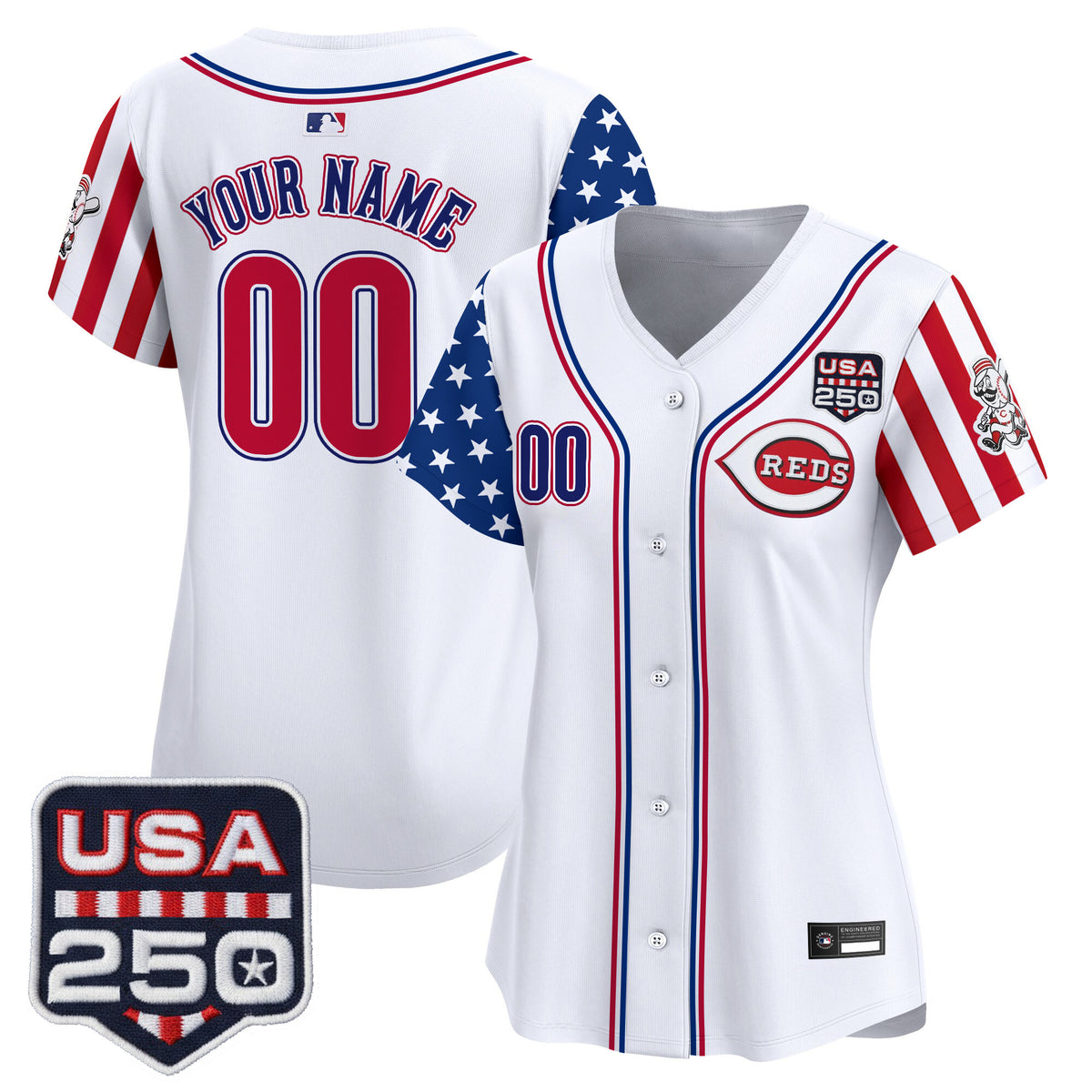 Cincinnati Reds "America250 Edition" Vapor Premier Limited Custom Jersey - All Stitched