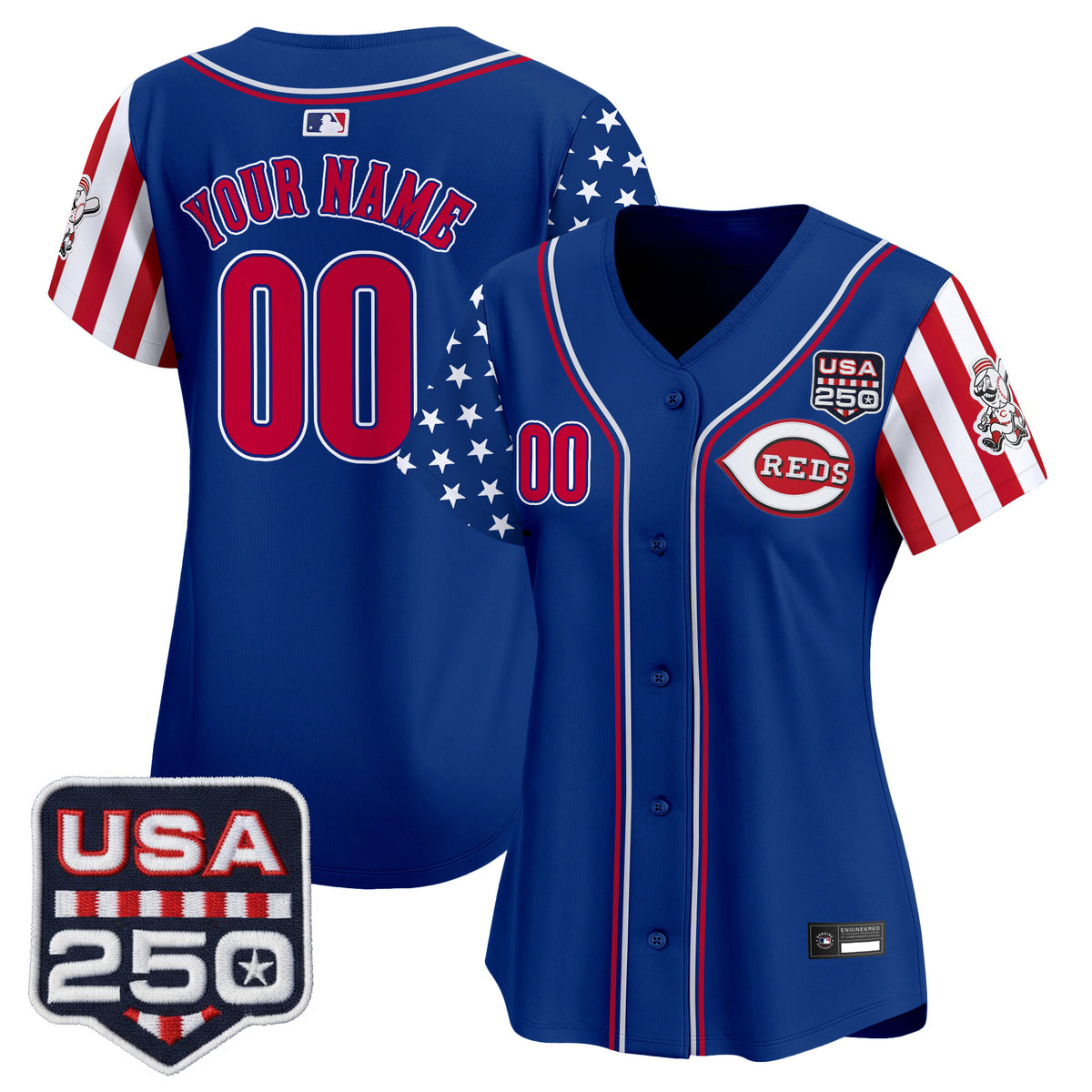 Cincinnati Reds "America250 Edition" Vapor Premier Limited Custom Jersey - All Stitched