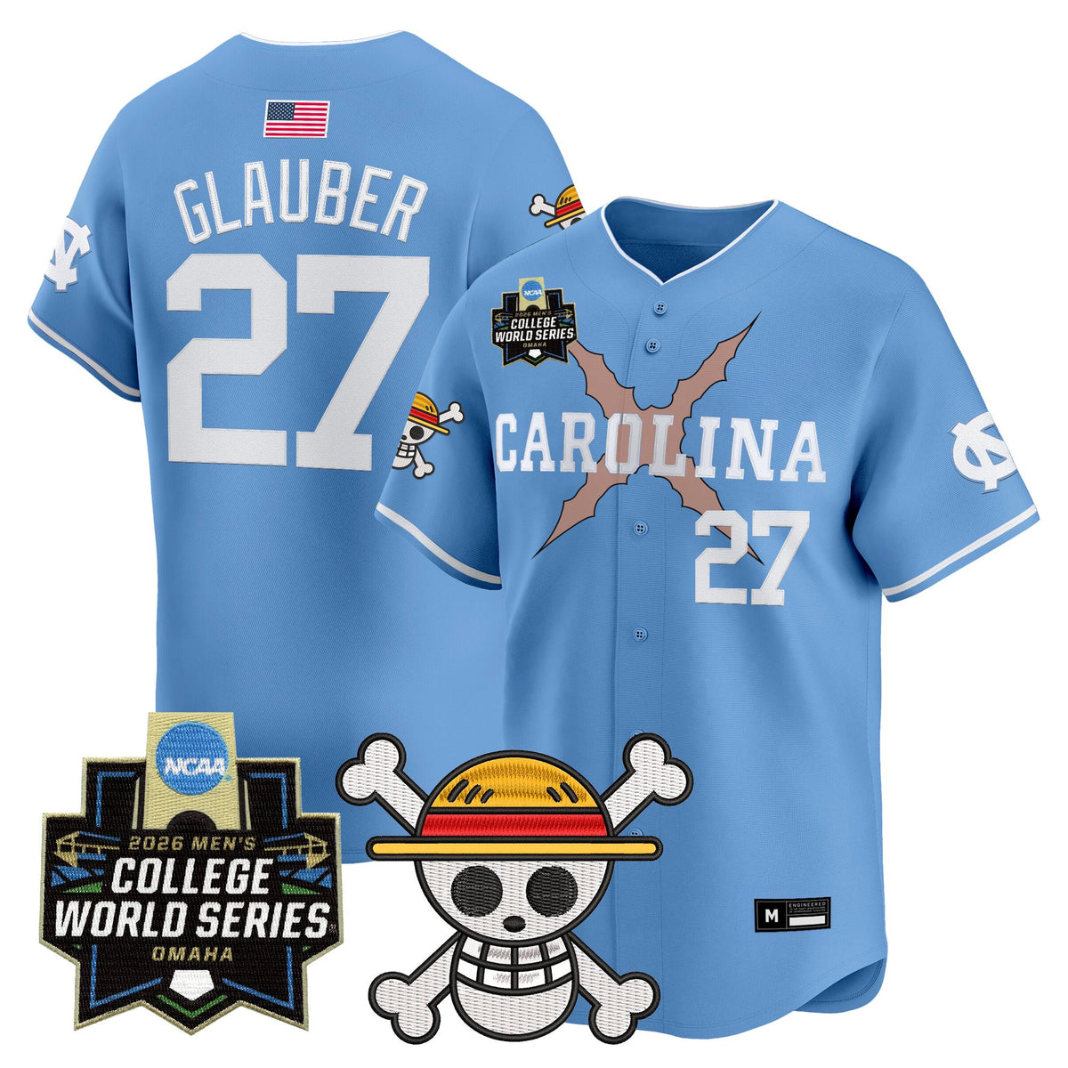 Men's North Carolina Tar Heels 2026 World Series x One Piece Vapor Premier Limited Jersey - All Stitched