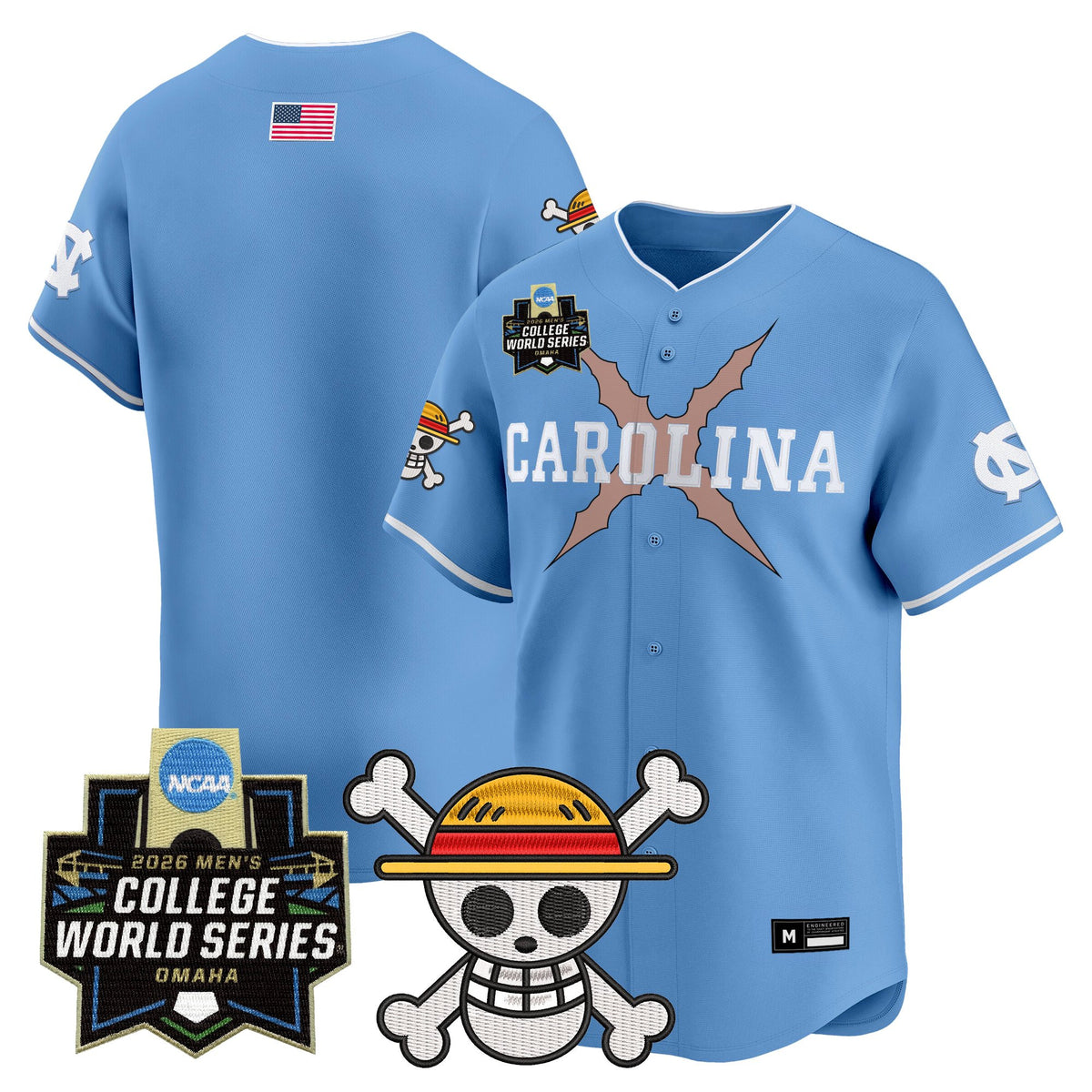 Men's North Carolina Tar Heels 2026 World Series x One Piece Vapor Premier Limited Jersey - All Stitched