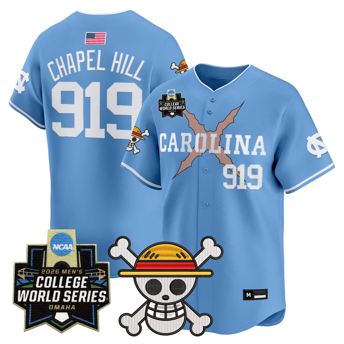 Men's North Carolina Tar Heels 2026 World Series x One Piece Vapor Premier Limited Jersey - All Stitched