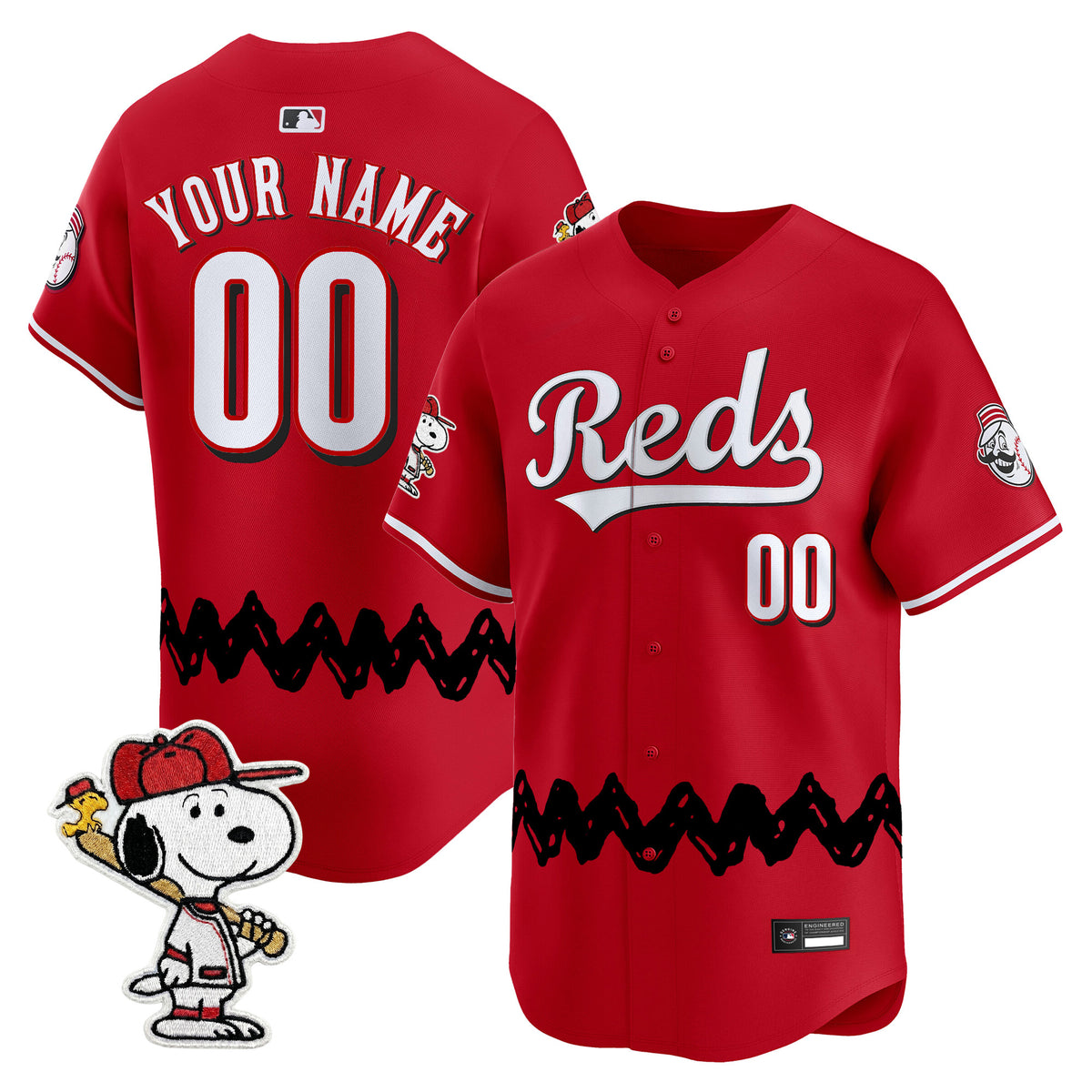 Cincinnati Reds x Peanuts Vapor Premier Limited Custom Jersey - Stitched