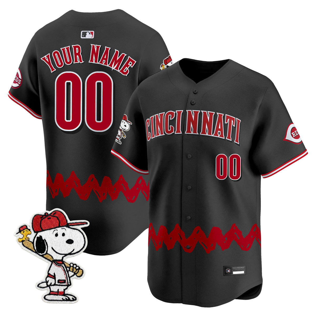 Cincinnati Reds x Peanuts Vapor Premier Limited Custom Jersey - Stitched