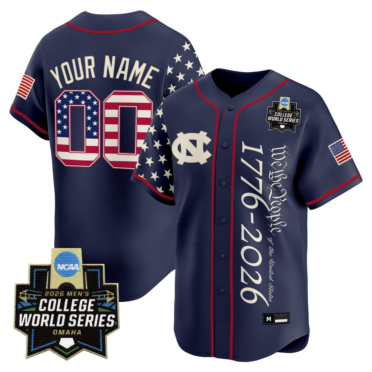 North Carolina Tar Heels 2026 World Series "America 250 Edition" Vapor Premier Limited Custom Jersey V2 - All Stitched