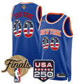 New York Knicks USA 250 Fourth of July Custom Swingman Jersey - 2026 Finals patch- All Stitched