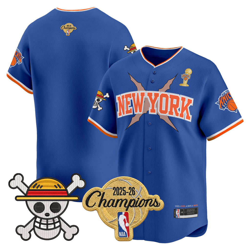 Men's New York Knicks 2026 Champions Patch x One Piece Vapor Baseball Jersey - All Stitched
