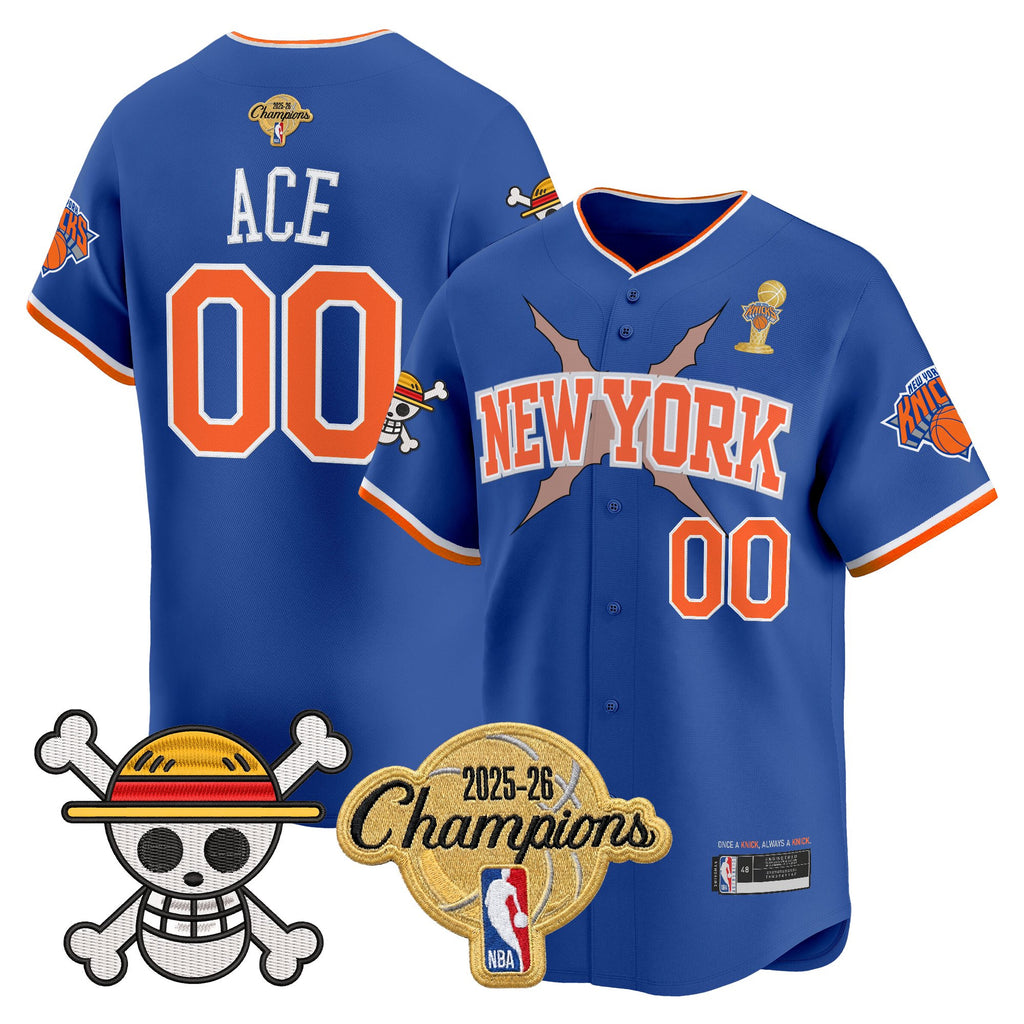 Men's New York Knicks 2026 Champions Patch x One Piece Vapor Baseball Jersey - All Stitched