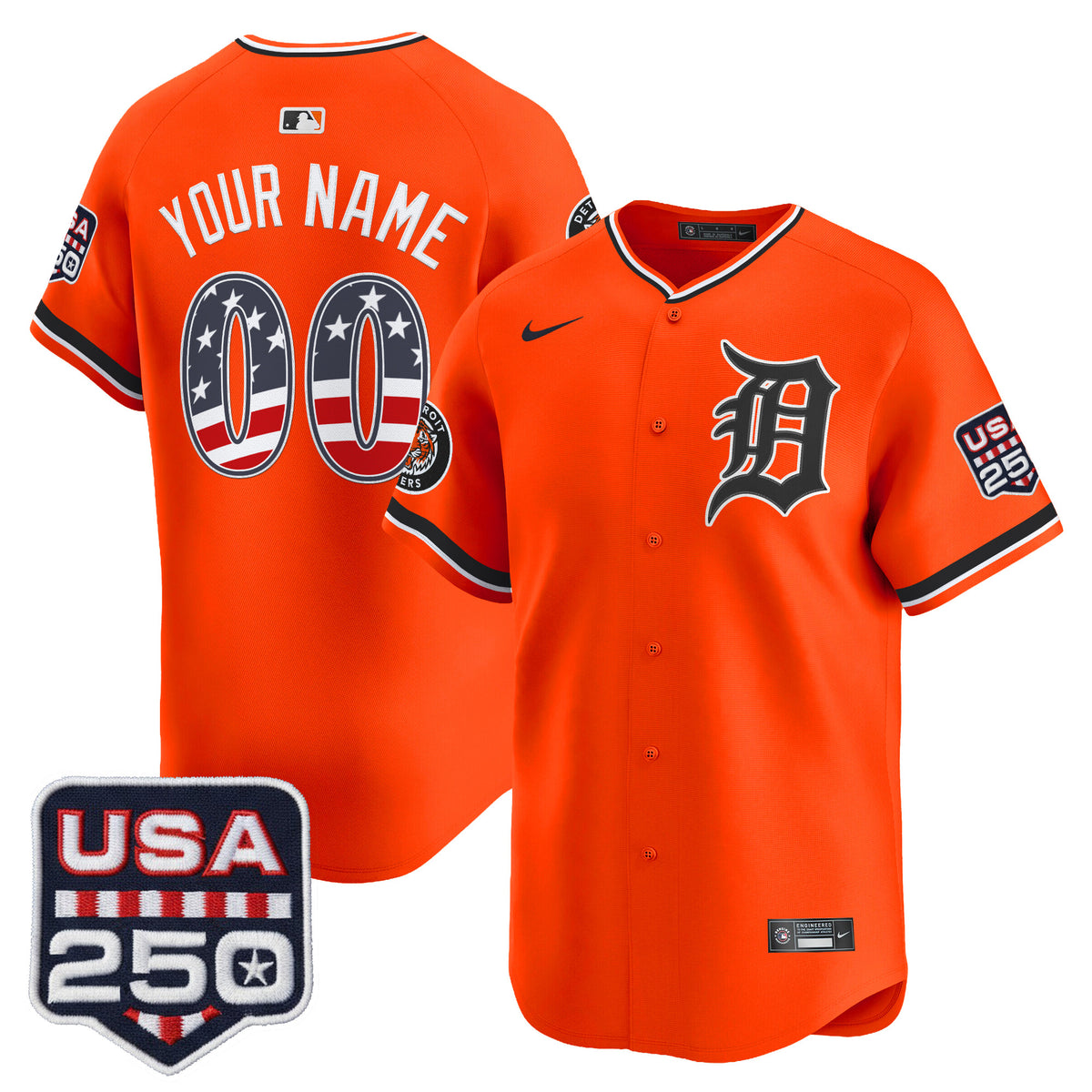 Detroit Tigers USA 250 Fourth of July Vapor Premier Limited Custom Jersey - All Stitched