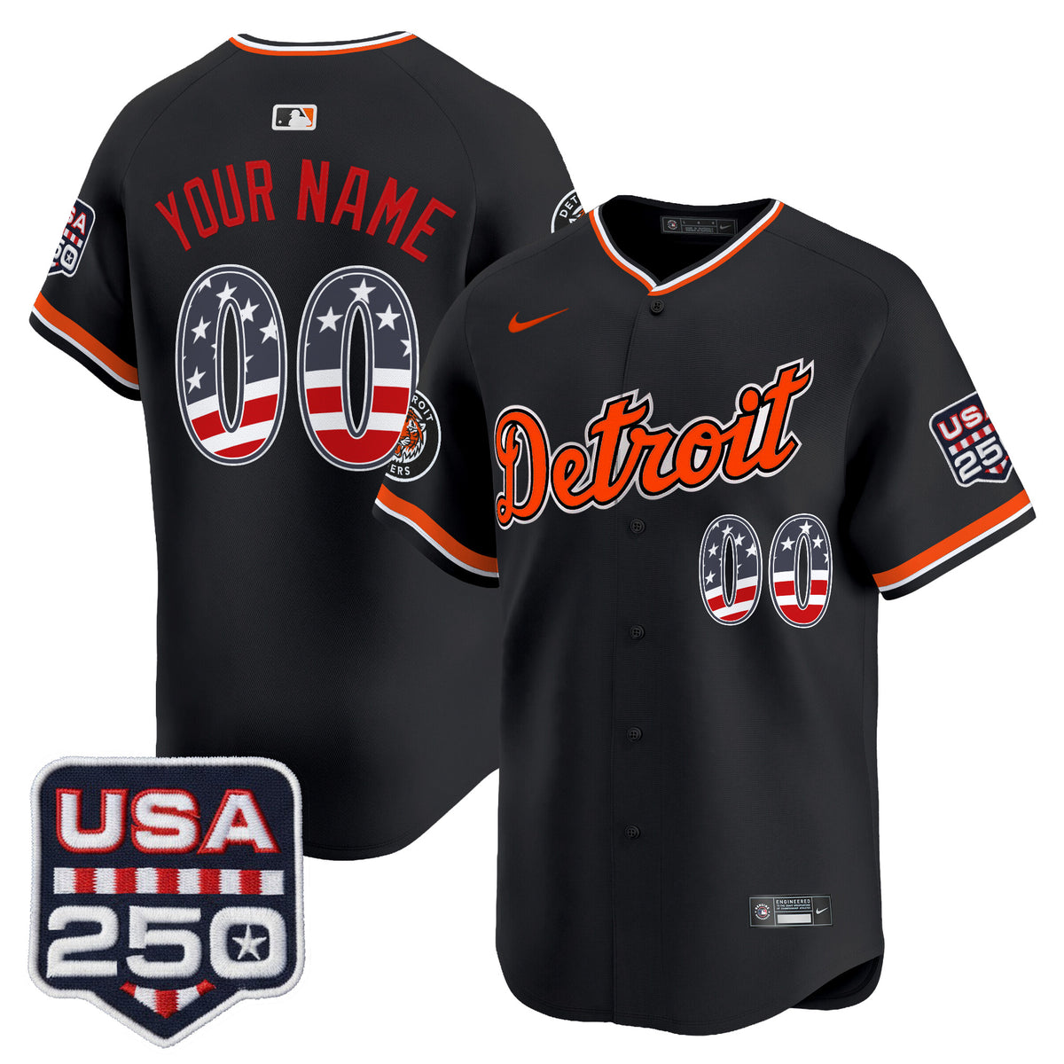 Detroit Tigers USA 250 Fourth of July Vapor Premier Limited Custom Jersey - All Stitched