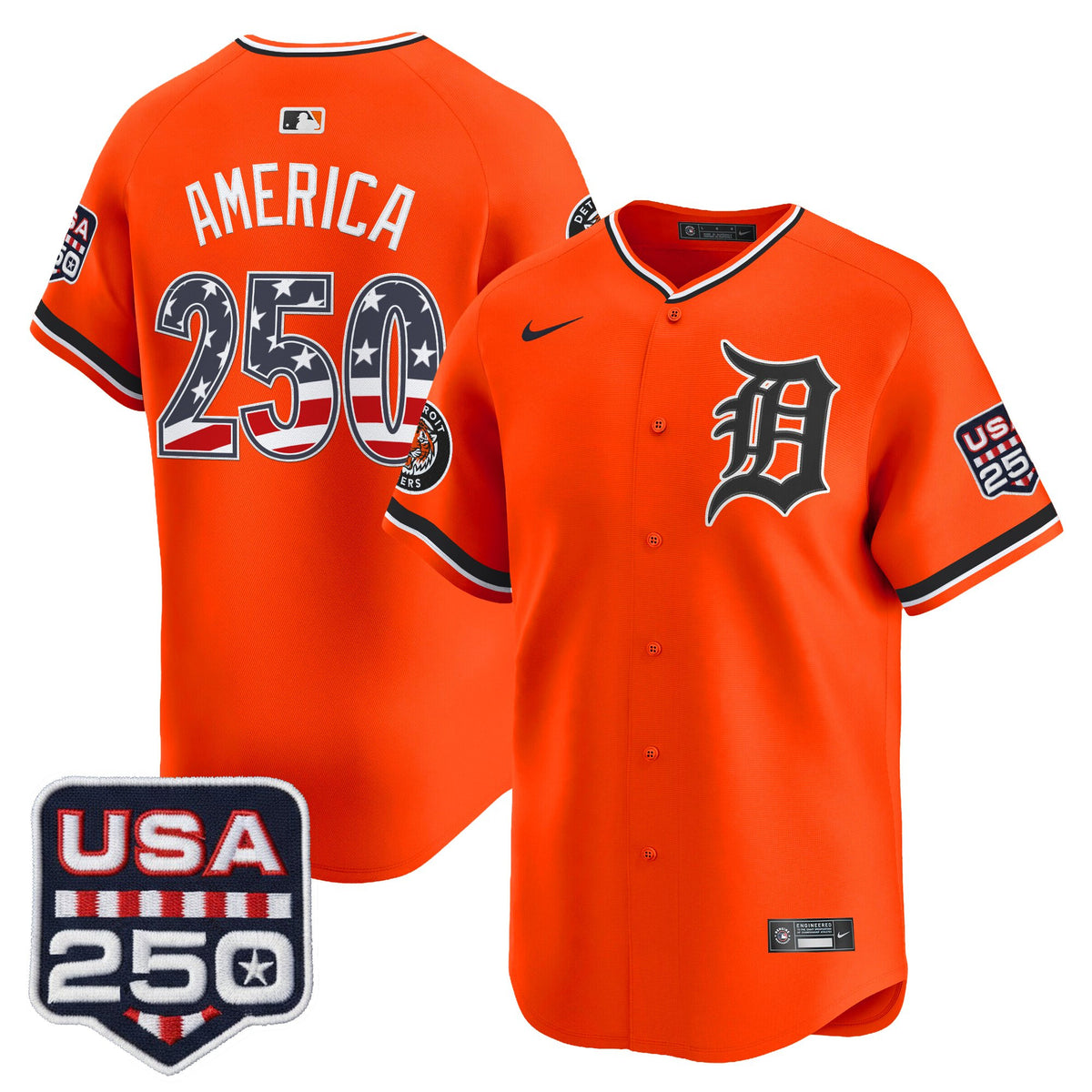Men's Detroit Tigers USA 250 Fourth of July Vapor Premier Limited Jersey - All Stitched