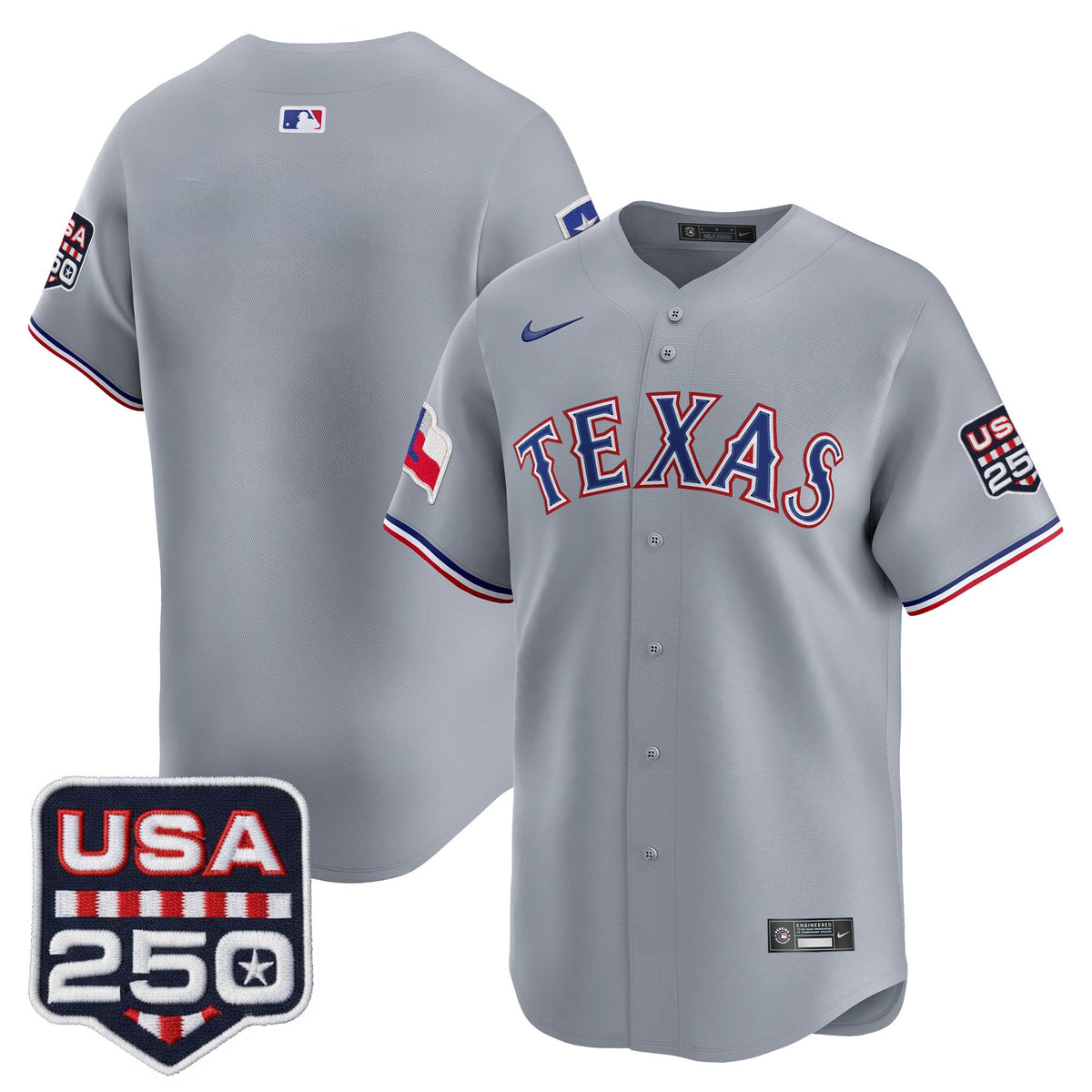 Men's Texas Rangers USA 250 Fourth of July Vapor Premier Limited Jersey - All Stitched
