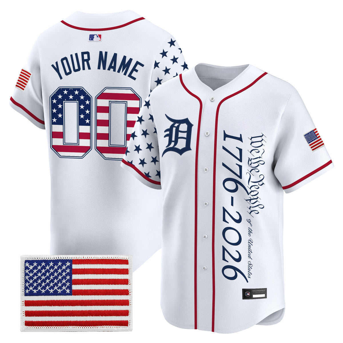 Detroit Tigers "America250 Edition" Vapor Premier Limited Custom Jersey V2 - All Stitched